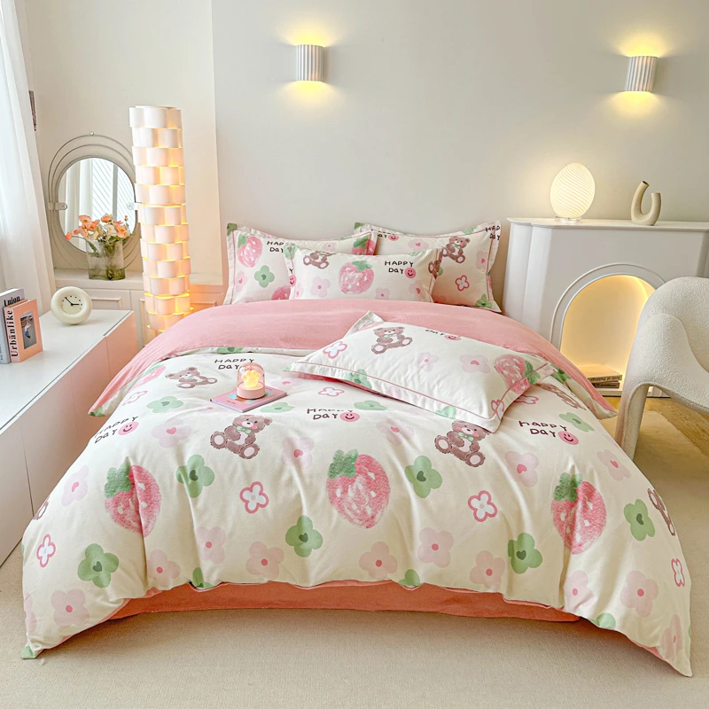 【睡不醒】一生只做全棉全棉加厚磨毛印花四件套网红小清新秋冬纯棉