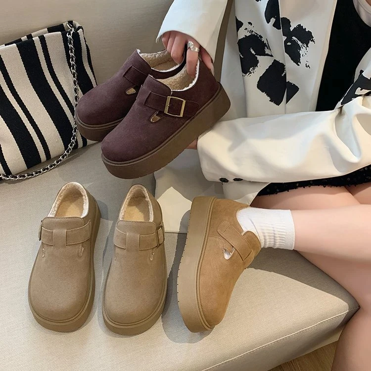 【加绒】2024年雅丹风软底包头平底一脚蹬勃肯鞋厚底加绒时尚鞋子