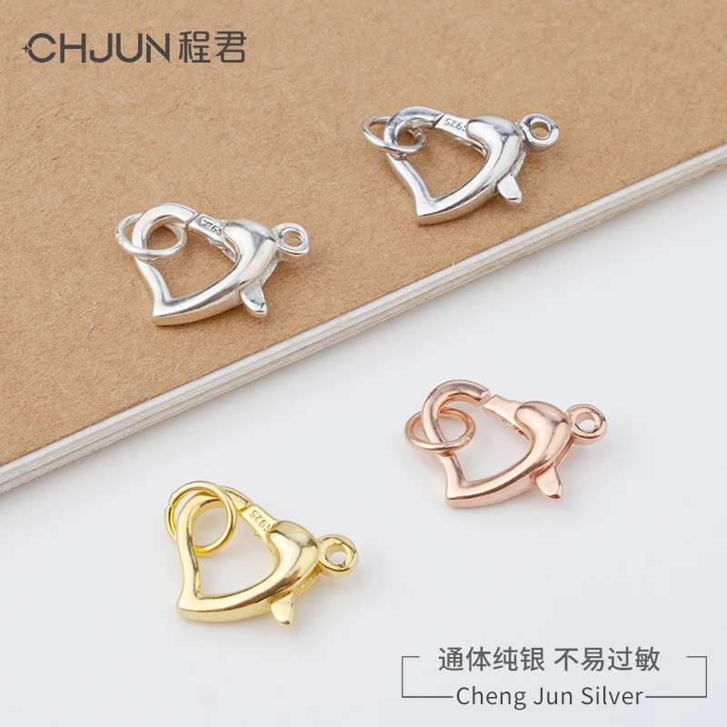 925银银制品 手串连接扣爱心弹簧扣子DIY手链银搭扣手工饰品配件