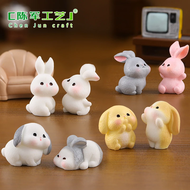 可爱动物兔子家族 微景观园艺DIY小摆件 萌兔园艺新年树脂工艺品