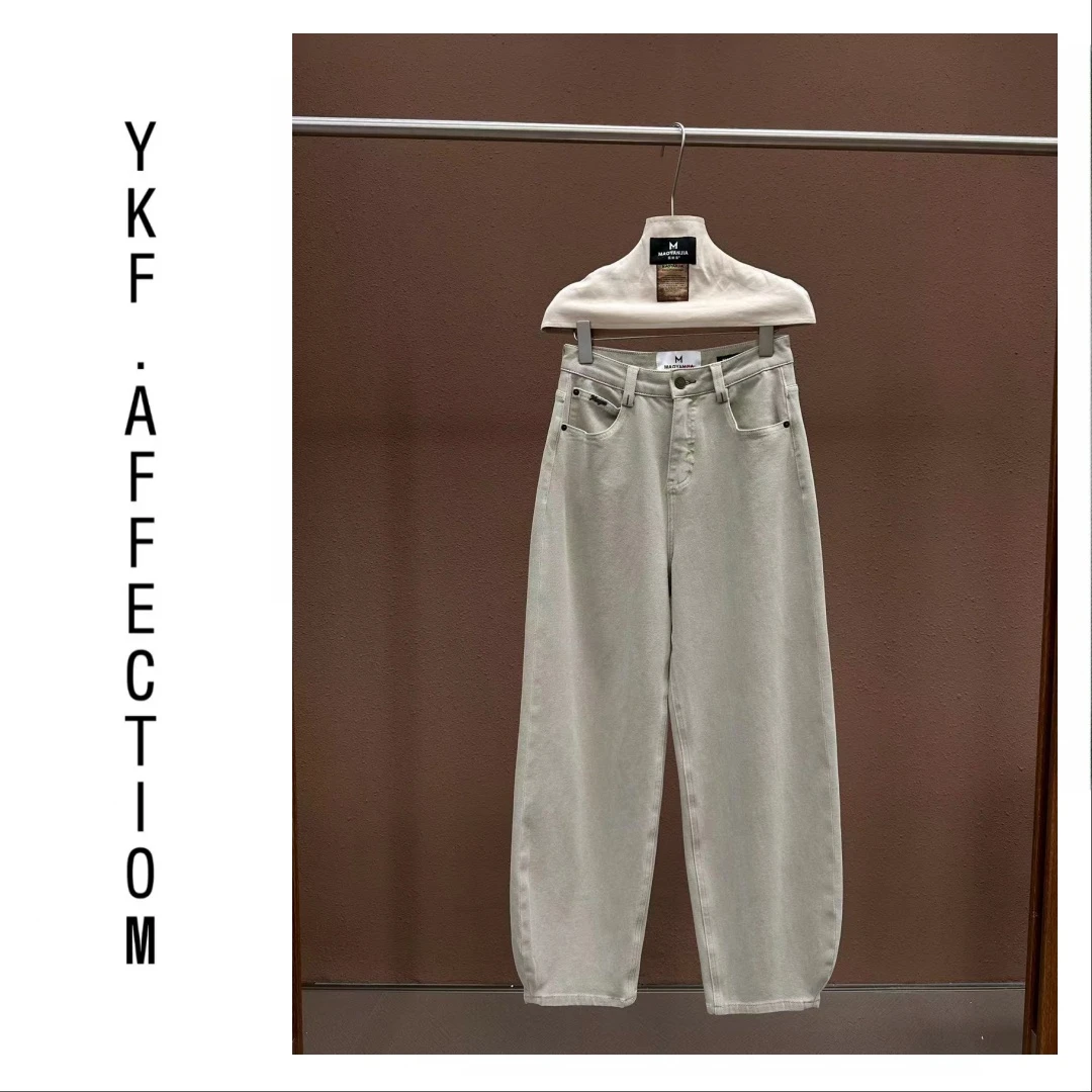 浅色修身遮肉显瘦盐系少女弯刀牛仔裤91807