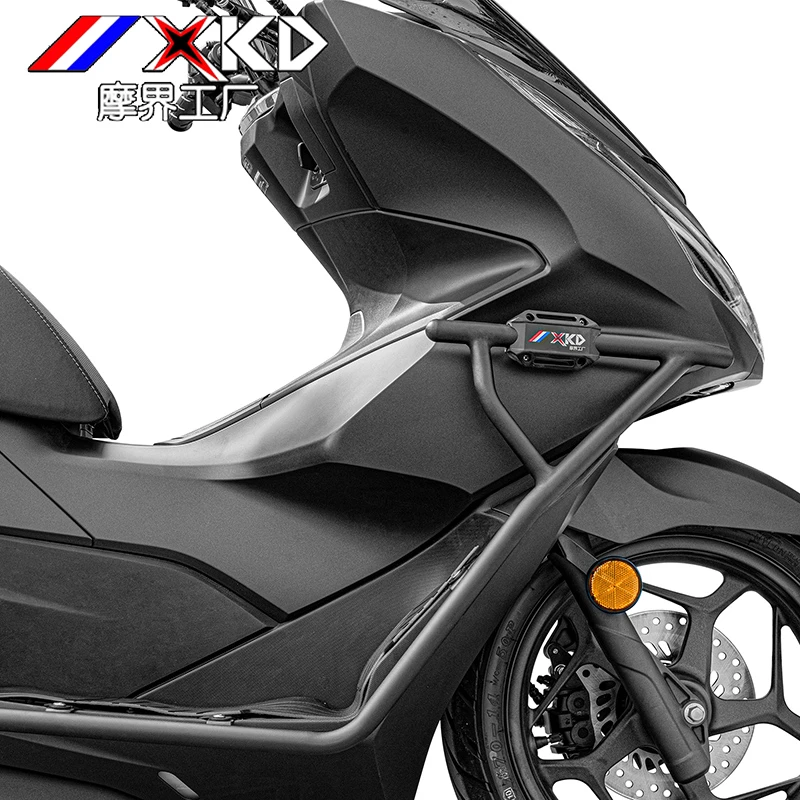 适用于本田PCX160护杠保险杠摩托车改装高碳钢护杠消声器防摔杠