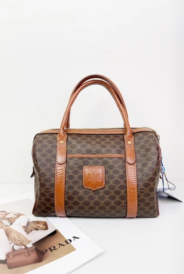 95新 Celine/思琳 全原老花波士顿手提包 斜挎包