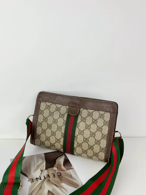 95新 GUCCI/古驰 红绿老花手拿包 斜挎包