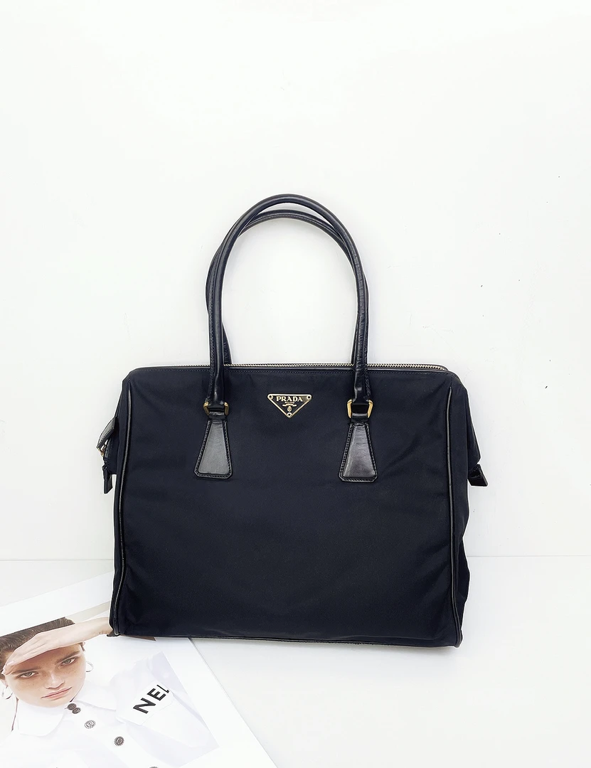 95新 Prada/普拉达 黑金杀手包 单肩包