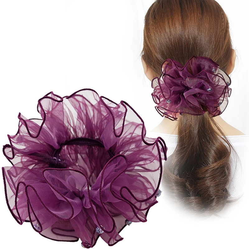 高级感欧根纱发圈网红马尾发绳显发量蓬松大肠圈大号头花丸子头绳