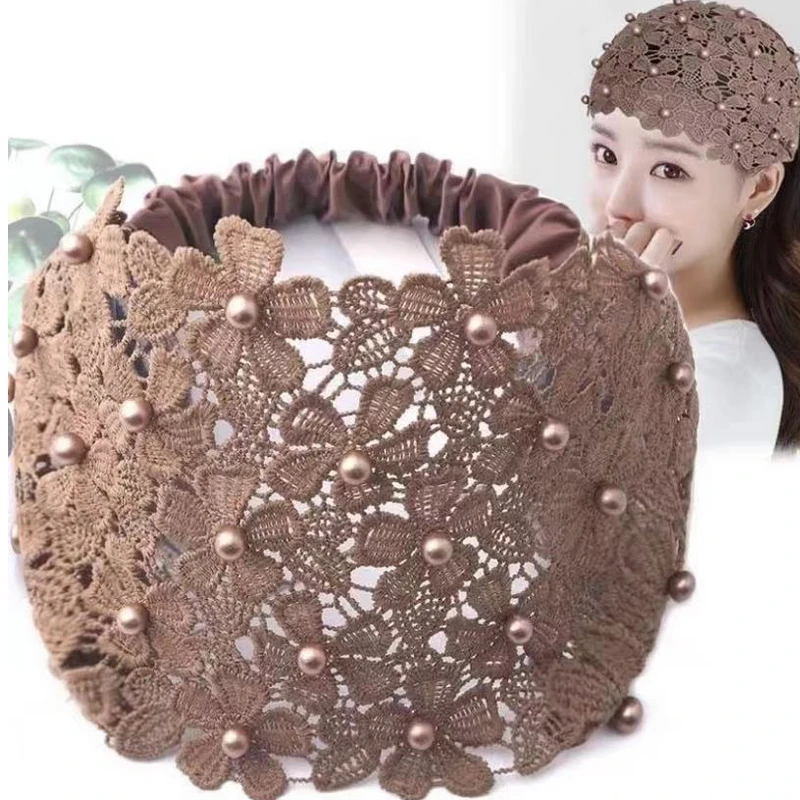 非金属布艺发饰 蕾丝宽边发带女遮白发神器发箍压发夏季透气头饰