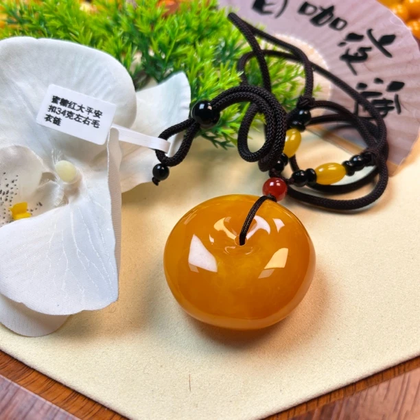 W104红色古巴新蜜大平安扣简约纯色时尚配饰氛围感配饰