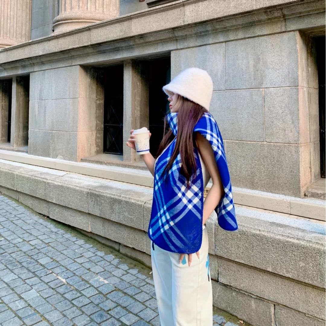 【SANWENYUU】经典格纹羊绒围巾披肩秋冬保暖百搭英伦风围脖