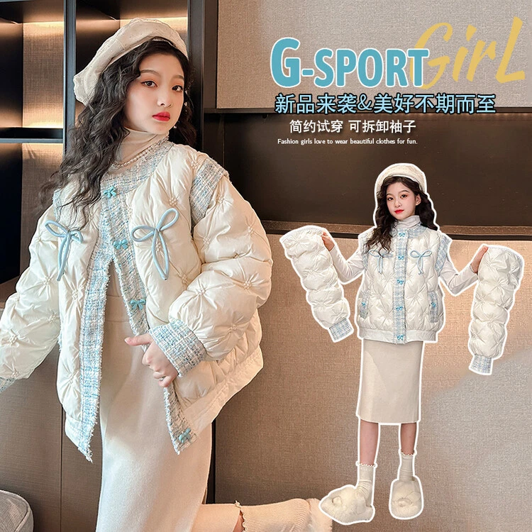 女童2023新款小香风棉衣加厚保暖公主风儿童棉服洋气中大童棉袄潮