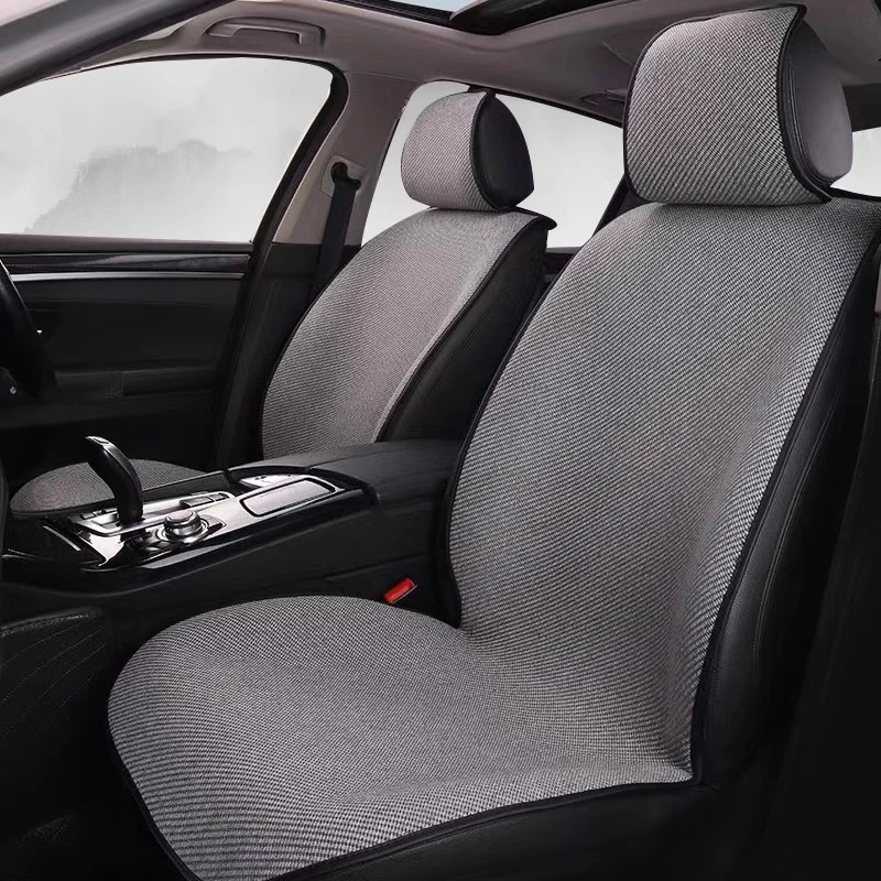 新款亚麻汽车坐垫四季通用淳麻空气层透气防滑夏季冰丝半包座套