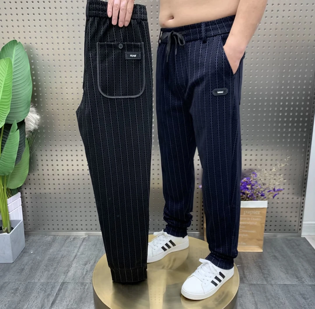 80226款男士春秋季休闲潮流竖条裤