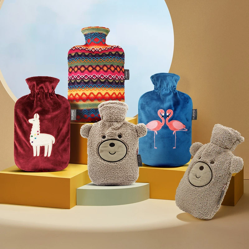 fashy德国进口注水热水袋秘鲁风情毛绒奶茶熊原装外套女生暖水袋