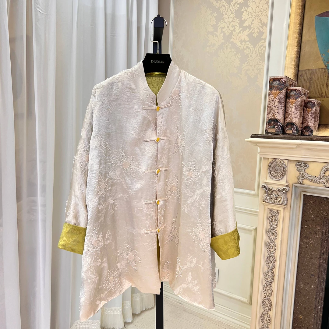 【锦堂春】新中式早春国风醋酸上衣气质网红长款提花3305