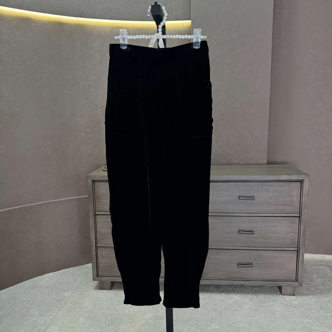 新中式国风真丝丝绒短袖萝卜裤时尚休闲夏季001932/1314408-4