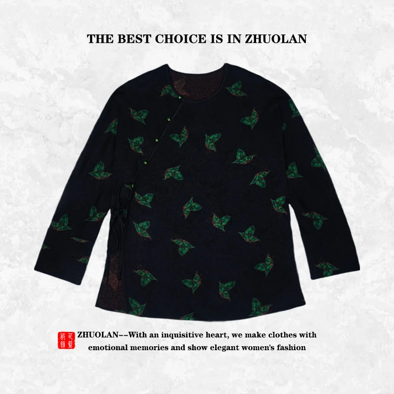 3341-3新中式国风上衣圆领打底休闲时尚长袖宽松