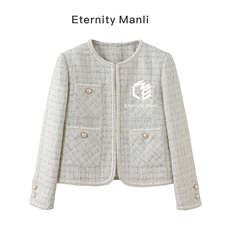 【茹月】小香风XXF7003上衣女外套春秋气质长袖白色短款时尚编百搭