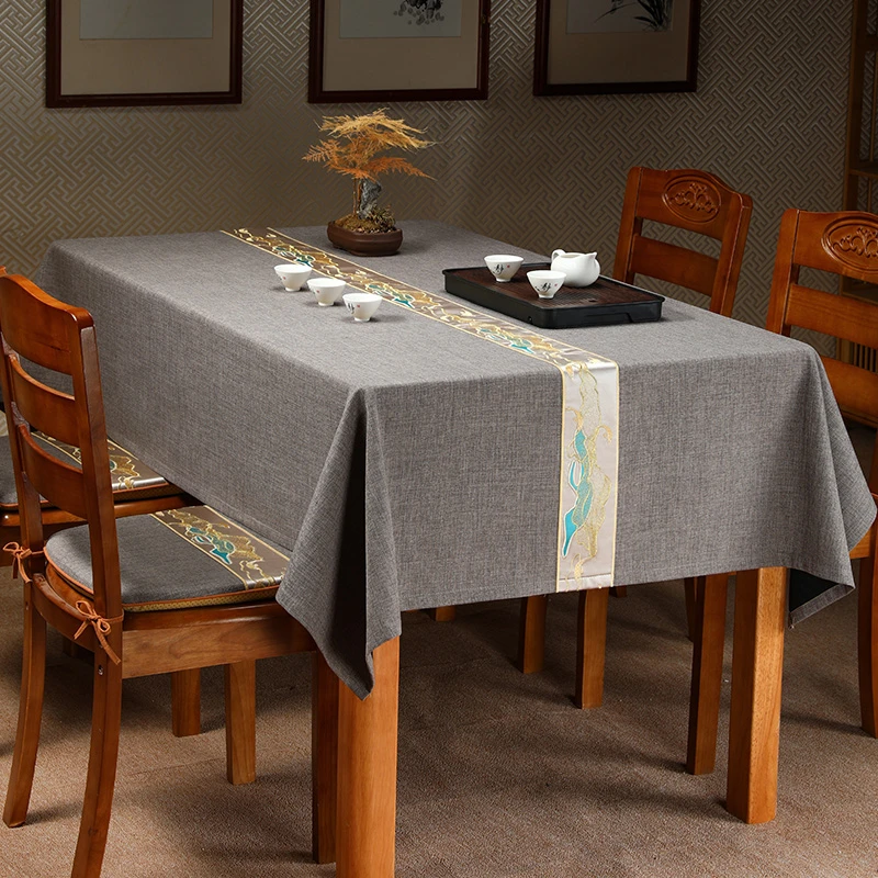 新中式桌布桌垫防滑餐桌台布垫茶台布艺长条高档茶桌垫布防滑定制