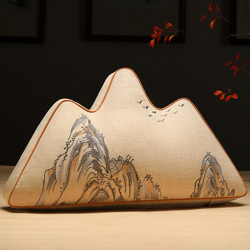 中式靠山枕坐垫抱枕客厅沙发异形靠垫山峰枕高档中国风腰枕靠背垫