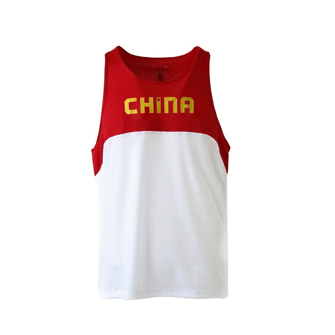 男士透气速干运动背心足球篮球训练无袖舒适圆领印花 6876