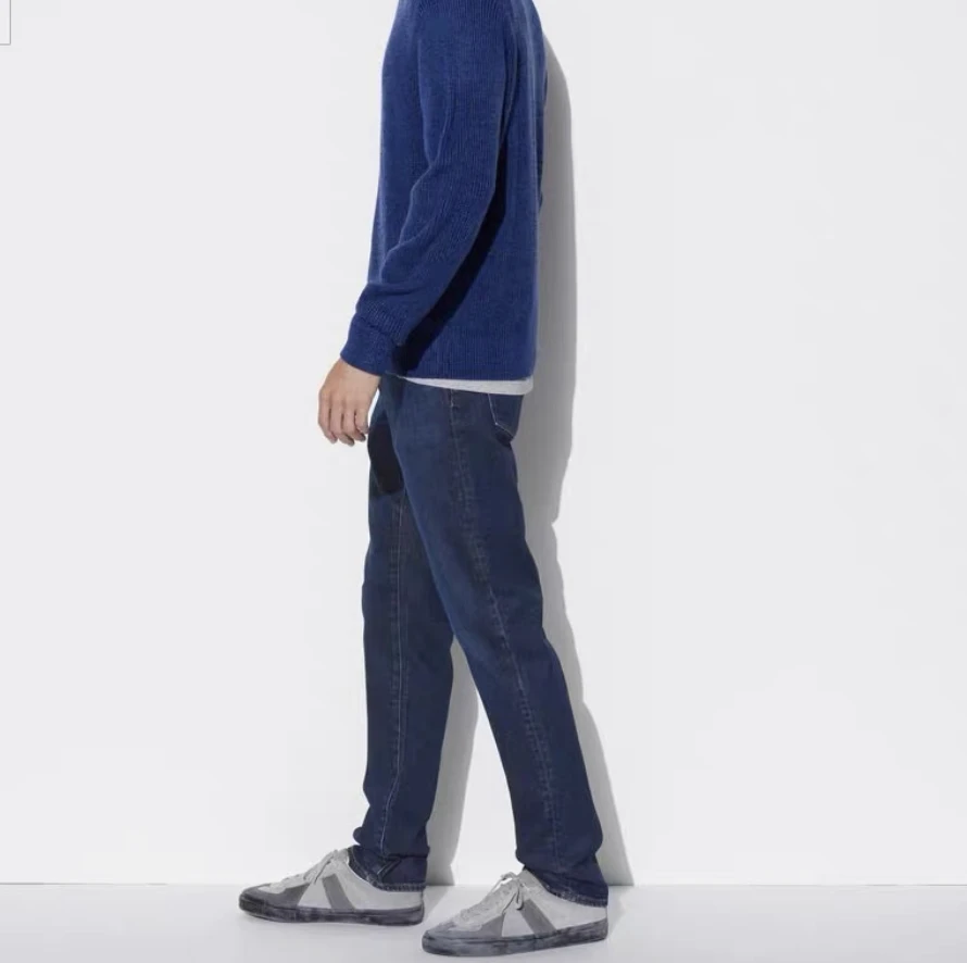 男士纹理直筒牛仔裤百搭修身长裤 深色牛仔裤第一次单独水洗088