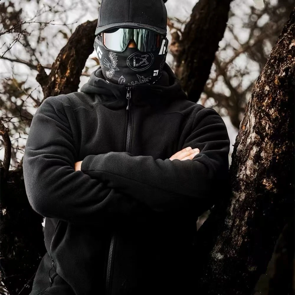 户外轻量化男女双面摇粒绒立体3D裁剪防风保暖连帽抓绒衣 0-8425