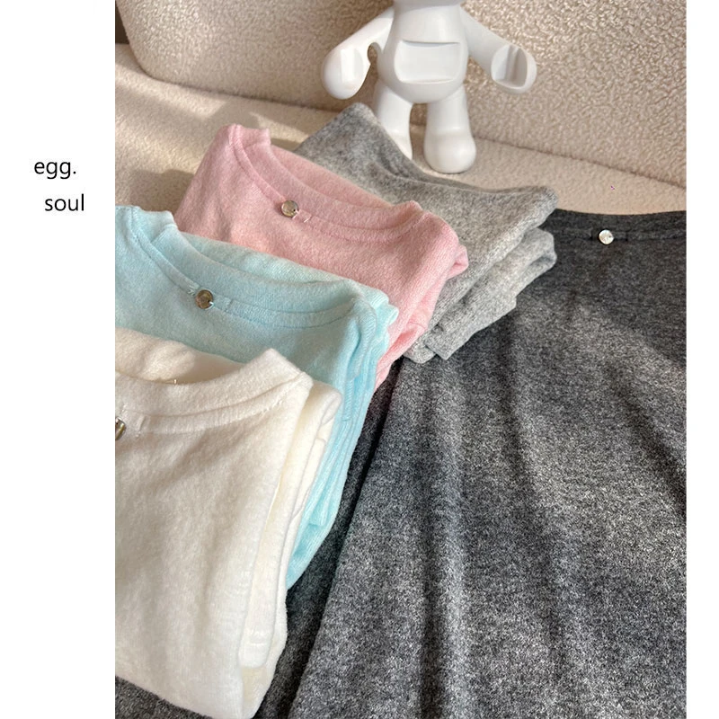 egg毛茸茸打底衫女秋冬绒面软糯亲肤加绒学生洋气显瘦长袖t恤内搭