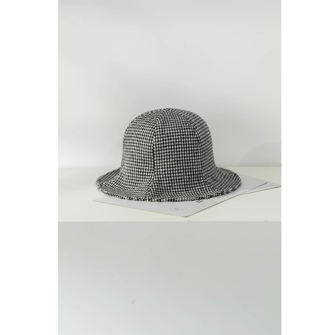 西子/【英式典雅】千鸟格可调节百搭圆形配饰毛呢帽帽子/MZRM001