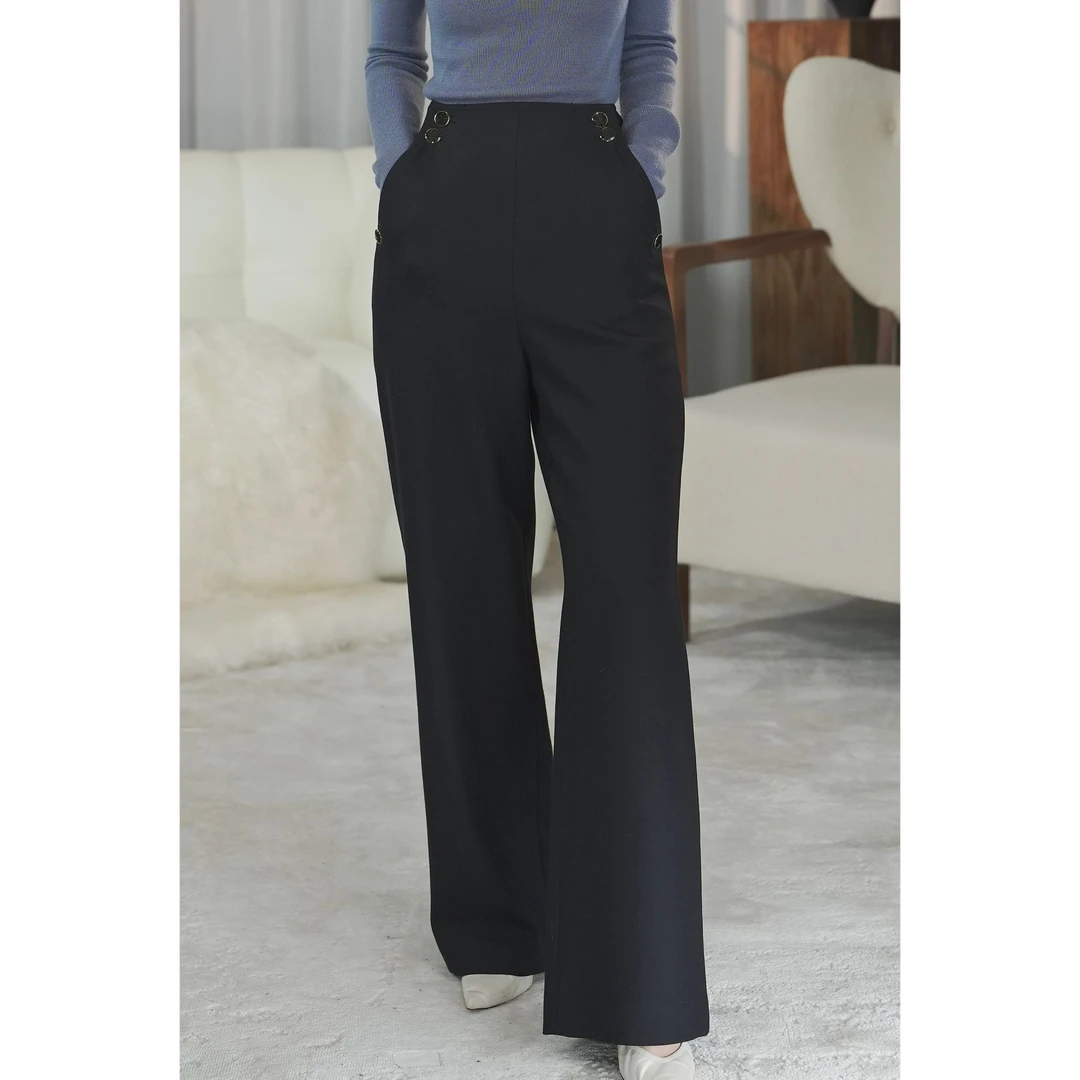 西子/【销冠神裤】高腰设计感侧拉链显瘦阔腿西装裤/KP101