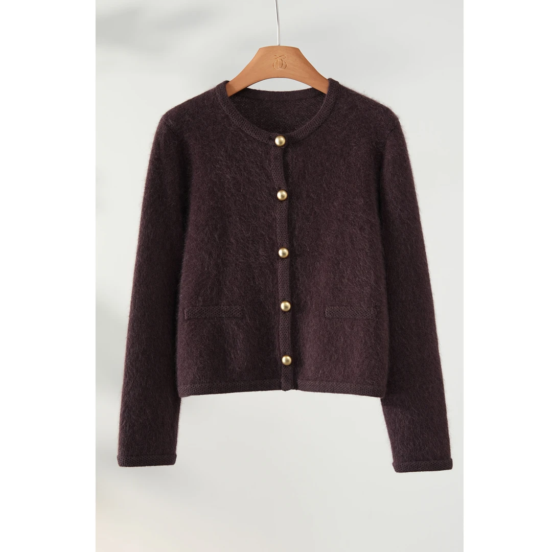 西子/【可可棕栗】青海牦牛绒拉毛圆领复古小香风外套/MSCY207