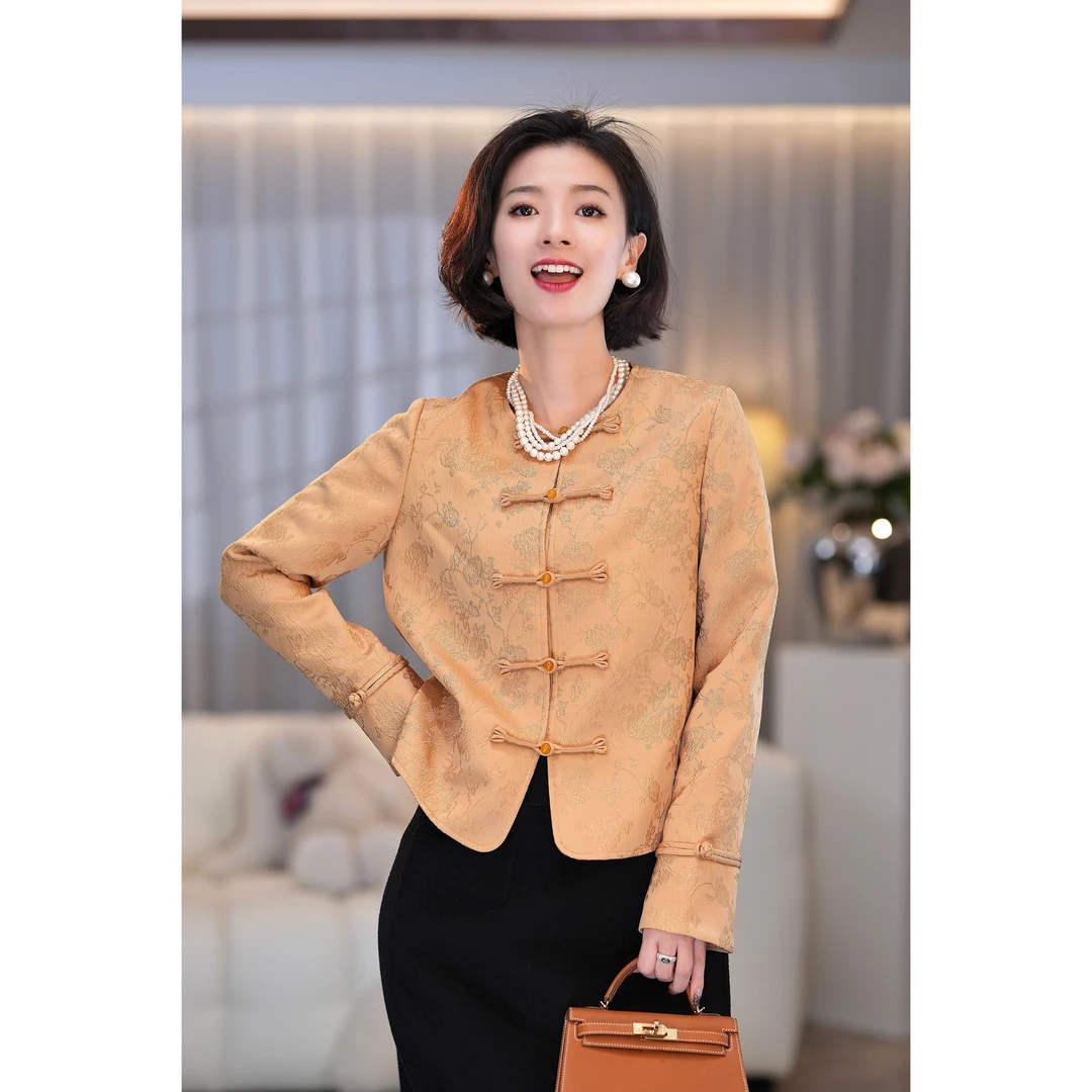 西子/【暖玉】新中式国风提花盘扣复古短款外套气质上衣/WTLL139