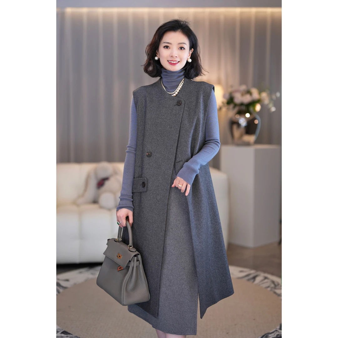 西子/【爱丁堡】羊毛呢子马甲背心外套无袖马夹羊毛大衣/MJXP022