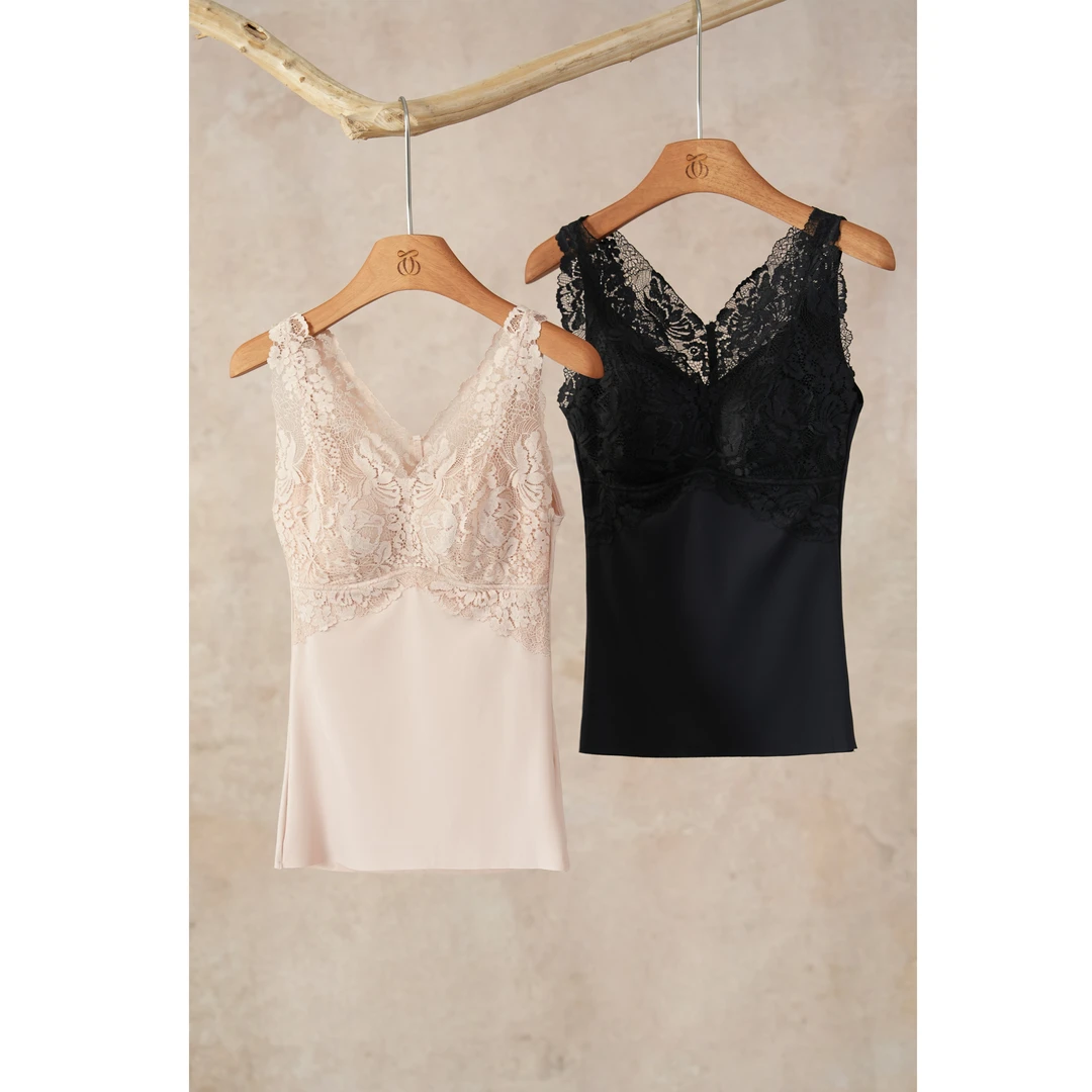 西子/【朦胧】V领蕾丝桑蚕丝胸垫一体内衣女背心美背内搭/NYWY006