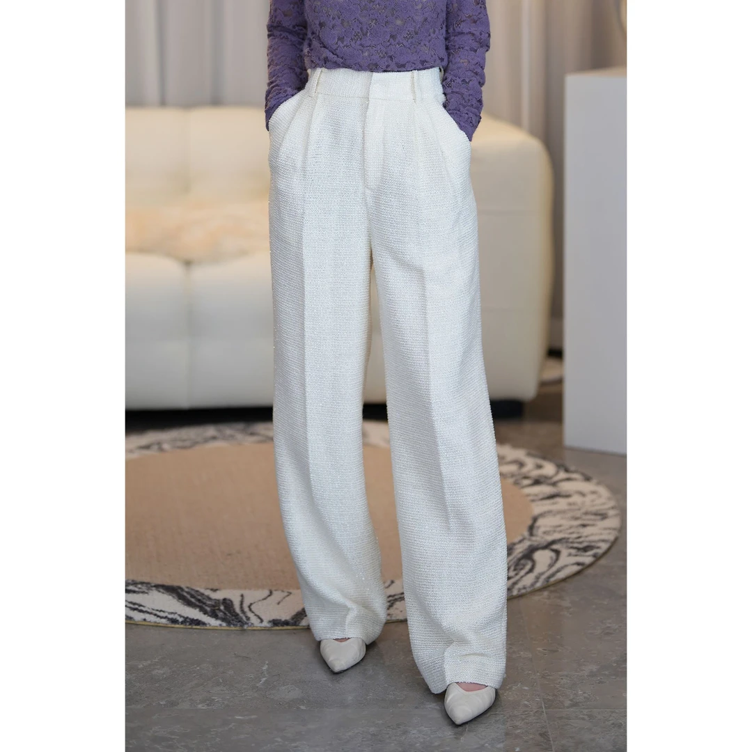 西子/优雅气质直筒羊毛西裤时尚百搭显瘦宽松西装裤子/CKLZ046