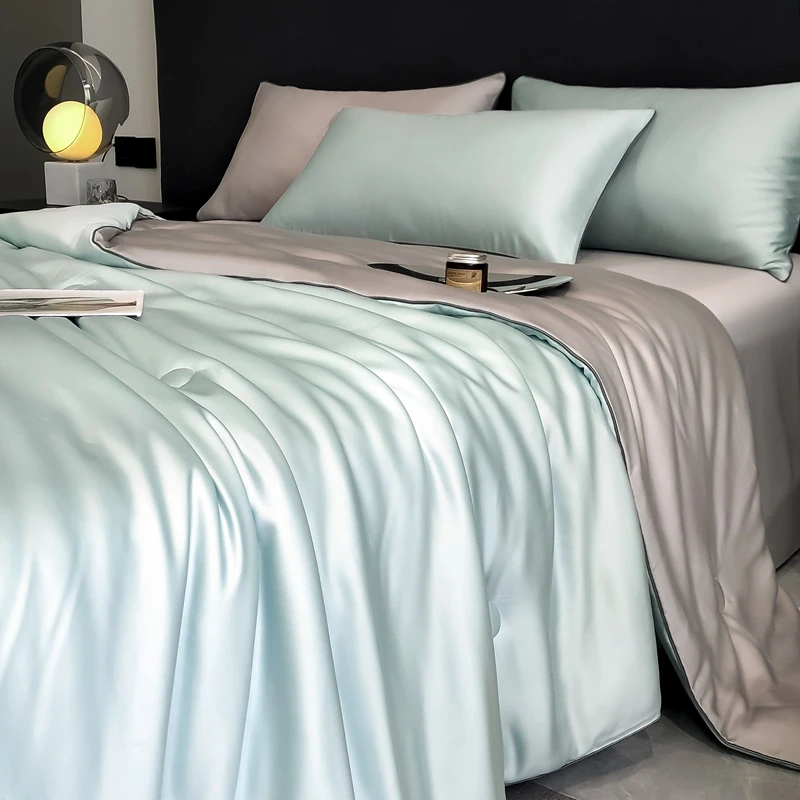 夏季莱赛尔夏被床上四件套夏季丝滑裸睡轻奢冰丝空调被子可机水洗