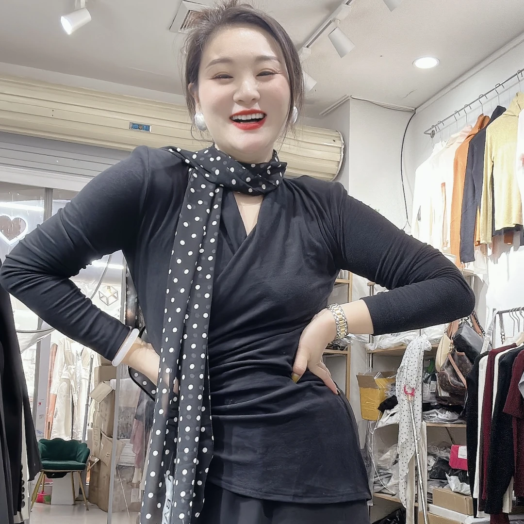 【盼盼精选】磨毛垫肩V领小衫衬衫上衣收腰显瘦长袖