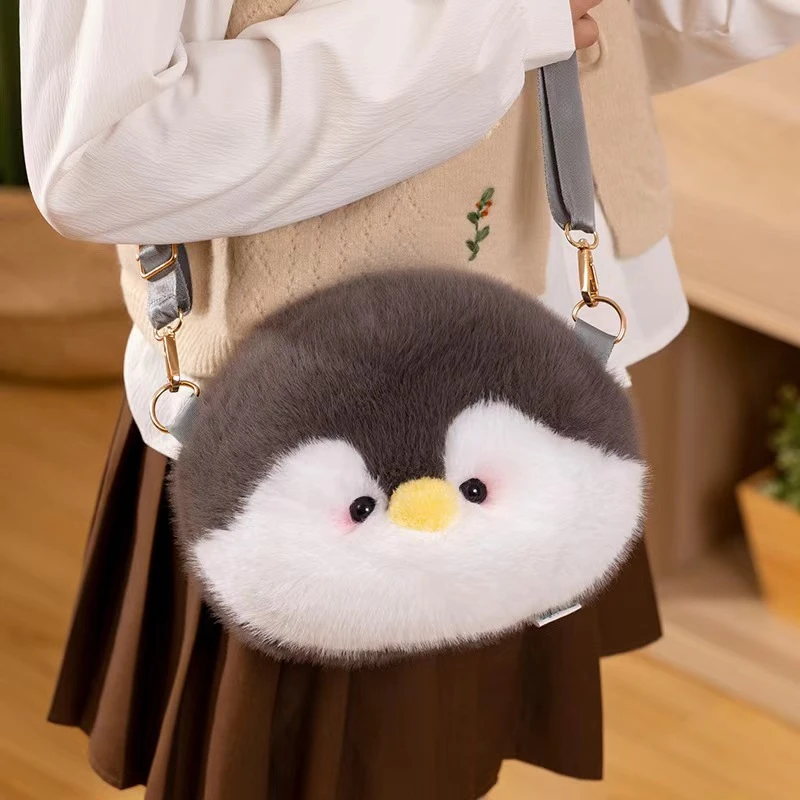 2025新款儿童毛绒包企鹅玩偶单肩包幼儿园宝宝可爱卡通公仔斜挎包