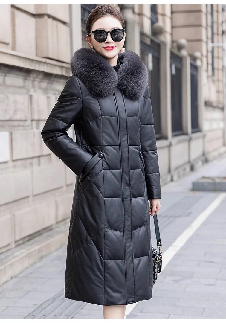 中长款皮衣羽绒服外套