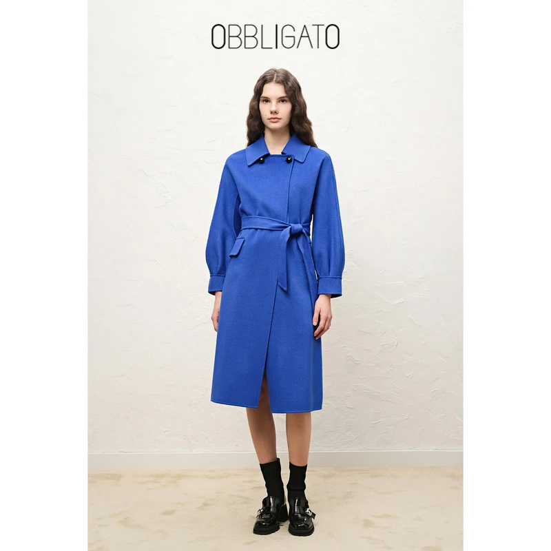OBBLIGATO奥丽嘉朵冬季1C62580010专选克莱因蓝灯笼袖大衣