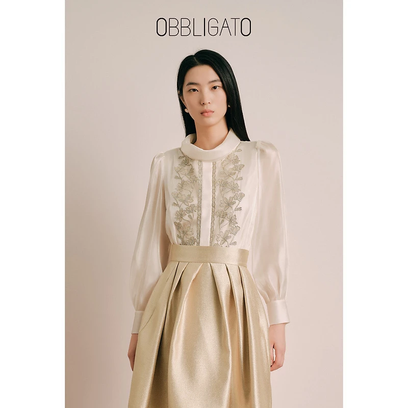 OBBLIGATO奥丽嘉朵秋季1C33330010品牌当年刺绣流光纱衬衫