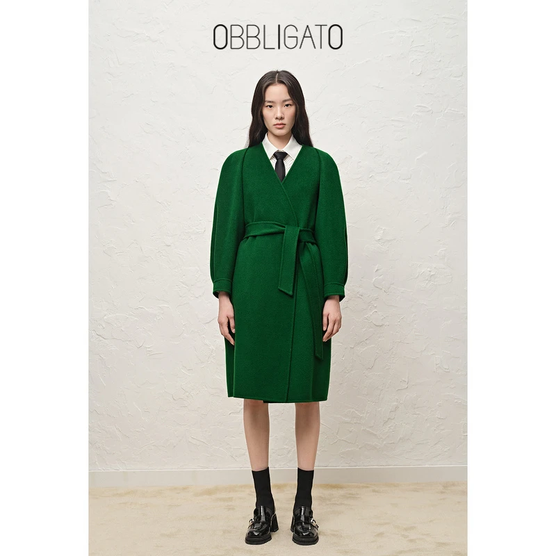 OBBLIGATO奥丽嘉朵冬季灯笼袖绵羊毛大衣1C32580260