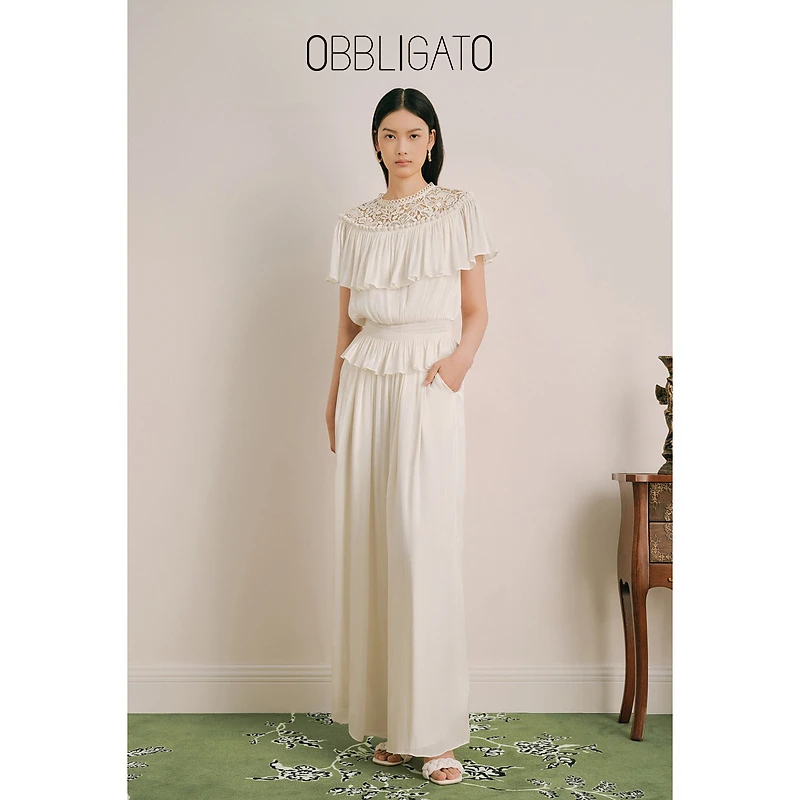 OBBLIGATO奥丽嘉朵1C34270020/1C34220040夏季荷叶边上衣
