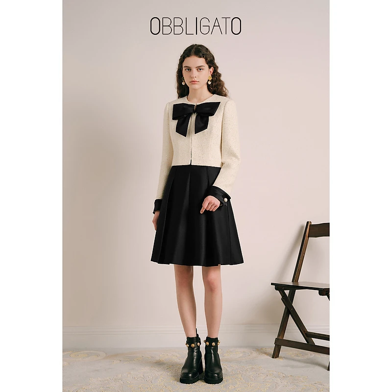 OBBLIGATO奥丽嘉朵  冬季1C63505100专选 蝴蝶结连衣裙
