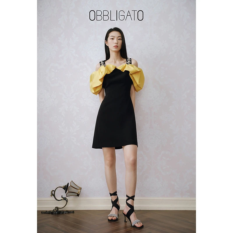 OBBLIGATO奥丽嘉朵夏季1C33205060/1C33205061堆褶修身连衣裙