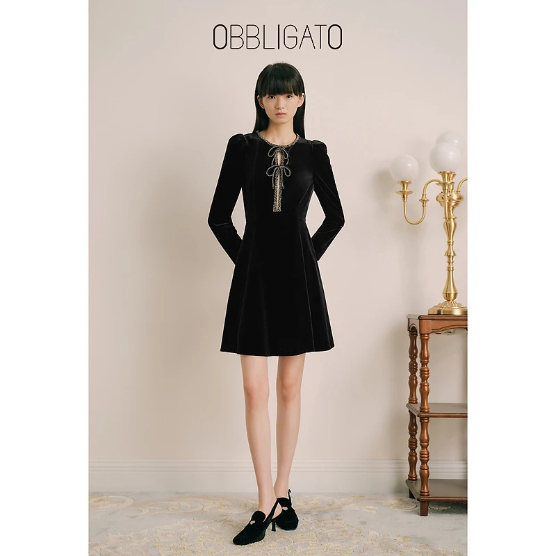 OBBLIGATO奥丽嘉朵  冬季1C63505140专选 蝴蝶结连衣裙