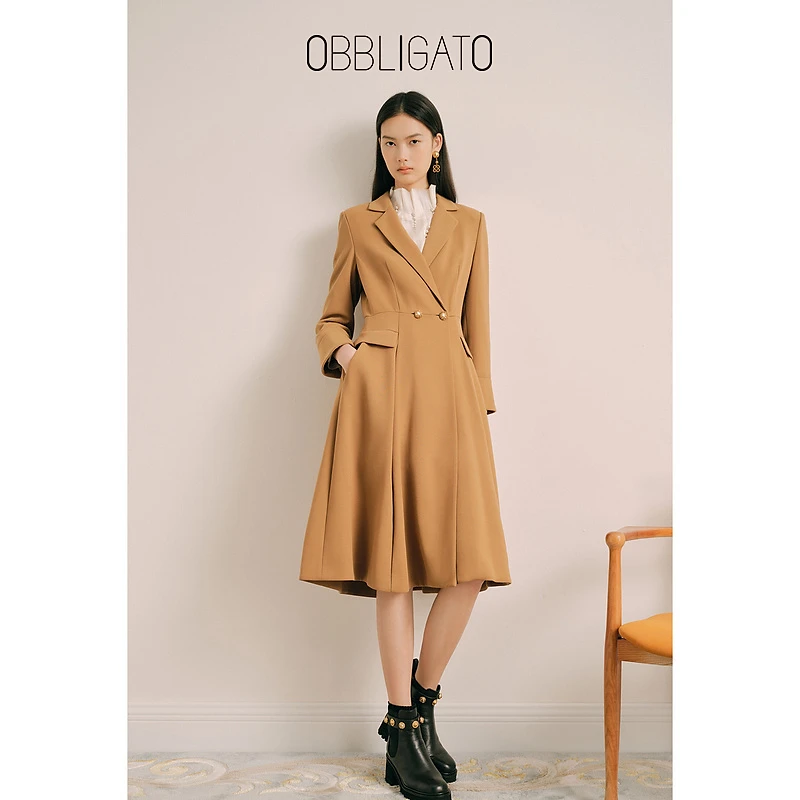 OBBLIGATO奥丽嘉朵  秋季1C63307040专选显瘦气质羊毛风衣