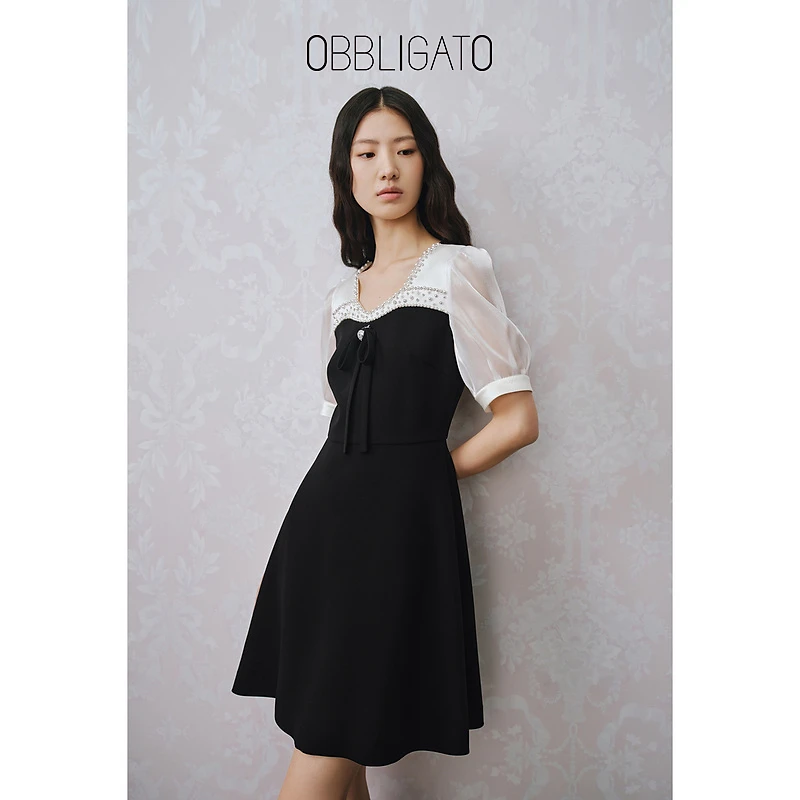 OBBLIGATO奥丽嘉朵  夏季1C63205500专选拼接流光纱连衣裙