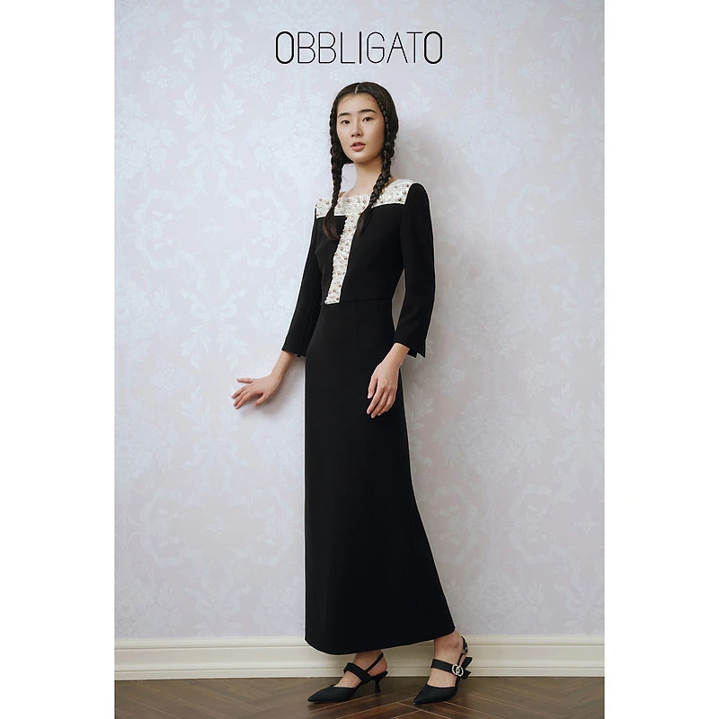 OBBLIGATO奥丽嘉朵春季1C33105780钉珠修身连衣裙