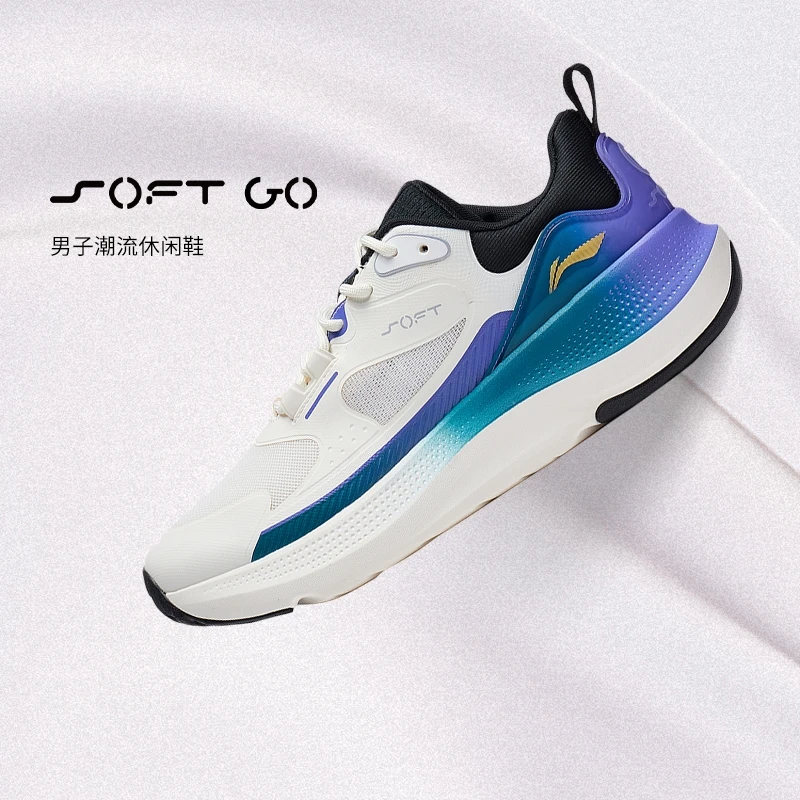 李宁休闲鞋春秋款SOFT GO男子网面缓震回弹透气低帮运动鞋AGLT125