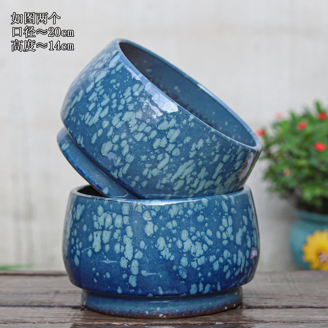 大口径创意雪花釉花盆多肉蝴蝶兰拼盘透气吸水粗陶鲜花绿植花盆